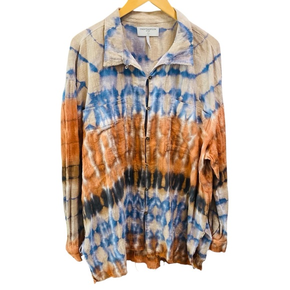 Free People x One Teaspoon TieDyed Muslin Longline Tunic ButtonDown - Picture 3 of 6
